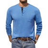 image:imageCOOFANDY Men Long Sleeve Henley Shirs Casual Basic T Shirts Soild Button Tees with PocketsLight Blue