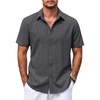 image:imageCOOFANDY Mens Button Down Shirts Short Sleeve Casual Summer Beach Shirts for Men Vacation Wedding Linen ShirtDark Gray