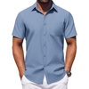 image:imageCOOFANDY Mens Button Down Short Sleeve Shirt Casual Dress Shirt Untucked Summer Shirts with PocketDark Blue