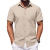 image:imageCOOFANDY Mens Button Down Short Sleeve Shirt Casual Dress Shirt Untucked Summer Shirts with PocketKhaki