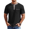 image:imageCOOFANDY Mens Henley Shirts Short Sleeve Casual Button TShirts Basic Tee Shirts Summer Vintage T Shirts with Pocket01 Black