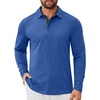 image:imageCOOFANDY Mens Long Sleeve Polo Shirts Button Casual Tee Collared Work Pullover ShirtsBlue