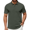 image:imageCOOFANDY Mens Polo Shirts 100 Cotton Heavyweight Short Sleeve Button Golf Shirts Classic Pullover Ribbed Collar and CuffsArmy Green