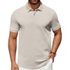 image:imageCOOFANDY Mens Polo Shirts 100 Cotton Heavyweight Short Sleeve Button Golf Shirts Classic Pullover Ribbed Collar and CuffsBeige