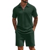 image:imageCOOFANDY Mens Tracksuit Casual 2 Piece Quarter Zip Polo Shirt and Shorts Set Athletic Jogging Sports OutfitsDark Green