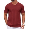 image:imageCOOFANDY Mens V Neck T Shirts 100 Cotton Tee Shirt Plain Short Sleeve Casual ShirtsWine Red
