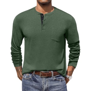 image:imageCOOFANDY Men Long Sleeve Henley Shirs Casual Basic T Shirts Soild Button Tees with PocketsArmy Green