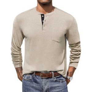 image:imageCOOFANDY Men Long Sleeve Henley Shirs Casual Basic T Shirts Soild Button Tees with PocketsCoffee