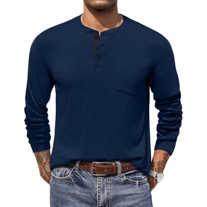 image:imageCOOFANDY Men Long Sleeve Henley Shirs Casual Basic T Shirts Soild Button Tees with PocketsNavy Blue