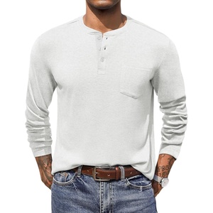 image:imageCOOFANDY Men Long Sleeve Henley Shirs Casual Basic T Shirts Soild Button Tees with PocketsWhite