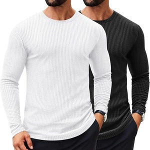 image:imageCOOFANDY Mens 2 Pack Muscle TShirt Stretch Long Sleeve Gym Workout Bodybuilding Training Tee Shirts Casual Hipster TopsAblackWhite