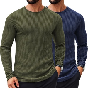 image:imageCOOFANDY Mens 2 Pack Muscle TShirt Stretch Long Sleeve Gym Workout Bodybuilding Training Tee Shirts Casual Hipster TopsNavy BlueArmy Green