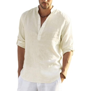 image:imageCOOFANDY Mens Cotton Linen Henley TShirt Long Sleeve Hippie Casual Beach TShirtsBeige