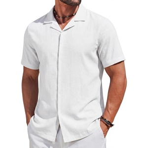 image:imageCOOFANDY Mens Cotton Shirts Short Sleeve Button Down Shirts Casual Beach Summer Cuban Collar ShirtWhite