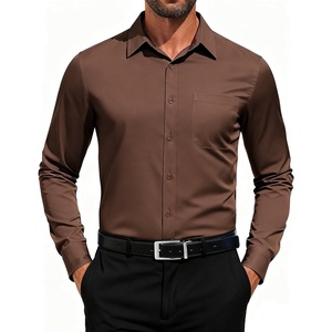 image:imageCOOFANDY Mens Dress Shirts Long Sleeve Button Down Formal Shirt Regular Fit Solid Business Casual ShirtsBrown