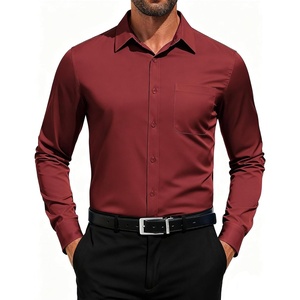 image:imageCOOFANDY Mens Dress Shirts Long Sleeve Button Down Formal Shirt Regular Fit Solid Business Casual ShirtsWine Red