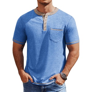 image:imageCOOFANDY Mens Henley Shirts Short Sleeve Casual Button TShirts Basic Tee Shirts Summer Vintage T Shirts with Pocket01 Blue