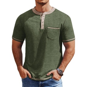 image:imageCOOFANDY Mens Henley Shirts Short Sleeve Casual Button TShirts Basic Tee Shirts Summer Vintage T Shirts with Pocket02 Army Green