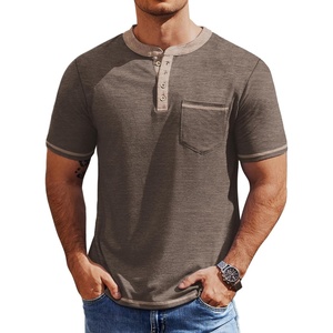 image:imageCOOFANDY Mens Henley Shirts Short Sleeve Casual Button TShirts Basic Tee Shirts Summer Vintage T Shirts with Pocket02 Brown