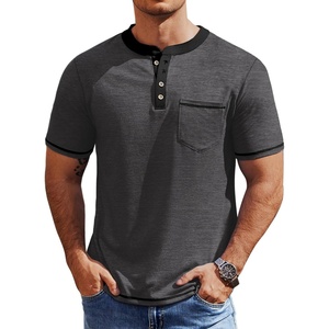 image:imageCOOFANDY Mens Henley Shirts Short Sleeve Casual Button TShirts Basic Tee Shirts Summer Vintage T Shirts with Pocket02 Dark GreyBlack