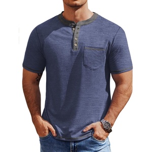 image:imageCOOFANDY Mens Henley Shirts Short Sleeve Casual Button TShirts Basic Tee Shirts Summer Vintage T Shirts with Pocket02 Navy BlueDark Grey