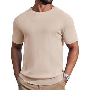 image:imageCOOFANDY Mens Knit TShirts Casual Short Sleeve Crewneck Shirt Textured Pullover TeesApricot