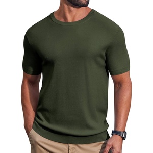 image:imageCOOFANDY Mens Knit TShirts Casual Short Sleeve Crewneck Shirt Textured Pullover TeesArmy Green