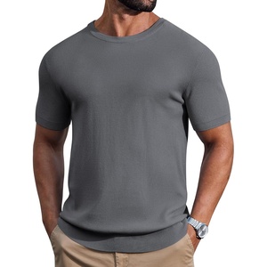 image:imageCOOFANDY Mens Knit TShirts Casual Short Sleeve Crewneck Shirt Textured Pullover TeesDark Grey