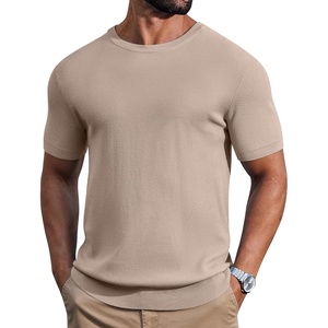 image:imageCOOFANDY Mens Knit TShirts Casual Short Sleeve Crewneck Shirt Textured Pullover TeesKhaki