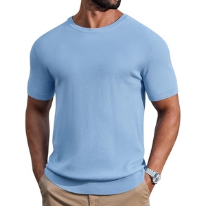 image:imageCOOFANDY Mens Knit TShirts Casual Short Sleeve Crewneck Shirt Textured Pullover TeesLight Blue