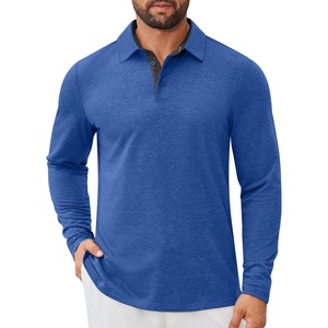 image:imageCOOFANDY Mens Long Sleeve Polo Shirts Button Casual Tee Collared Work Pullover ShirtsBlue