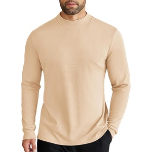 image:imageCOOFANDY Mens Mock Turtleneck Long Sleeve Shirts Slim Fit Basic TShirt Lightweight Ribbed Pullover Sweater1 Packbeige