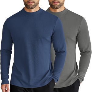 image:imageCOOFANDY Mens Mock Turtleneck Long Sleeve Shirts Slim Fit Basic TShirt Lightweight Ribbed Pullover Sweater2 Packdark Grey  Navy Blue