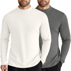 image:imageCOOFANDY Mens Mock Turtleneck Long Sleeve Shirts Slim Fit Basic TShirt Lightweight Ribbed Pullover Sweater2 Packwhite  Dark Grey
