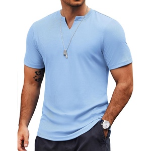 image:imageCOOFANDY Mens Muscle TShirts VNeck Slim Fit Workout Shirt Short Sleeve Longline Gym Athletic Tee ShirtsSolid Colorlight Blue