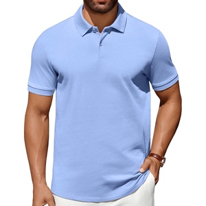 image:imageCOOFANDY Mens Polo Shirts 100 Cotton Heavyweight Short Sleeve Button Golf Shirts Classic Pullover Ribbed Collar and CuffsBlue