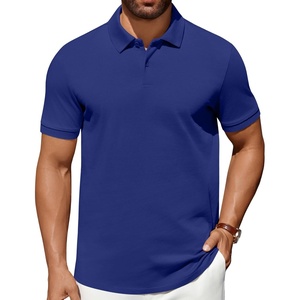 image:imageCOOFANDY Mens Polo Shirts 100 Cotton Heavyweight Short Sleeve Button Golf Shirts Classic Pullover Ribbed Collar and CuffsRoyal Blue