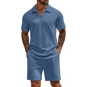 image:imageCOOFANDY Mens Tracksuit Casual 2 Piece Quarter Zip Polo Shirt and Shorts Set Athletic Jogging Sports OutfitsBlue