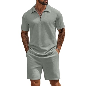 image:imageCOOFANDY Mens Tracksuit Casual 2 Piece Quarter Zip Polo Shirt and Shorts Set Athletic Jogging Sports OutfitsLight Green