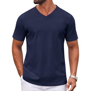 image:imageCOOFANDY Mens V Neck T Shirts 100 Cotton Tee Shirt Plain Short Sleeve Casual ShirtsNavy Blue