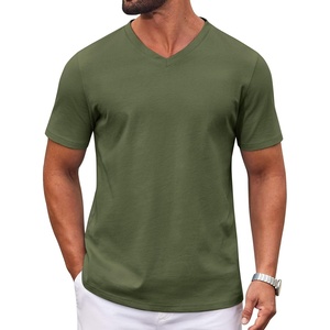 image:imageCOOFANDY Mens V Neck T Shirts 100 Cotton Tee Shirt Plain Short Sleeve Casual ShirtsOlive Green