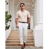 image:imageCOOFANDY Mens Knit Polo Shirt Short Sleeve Vintage Textured Casual Golf Shirts Summer Beach TopBeige