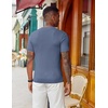 image:imageCOOFANDY Mens T Shirts Casual Short Sleeve Crewneck Shirts Solid Textured Knit Pullover TeesGrey Blue