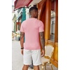 image:imageCOOFANDY Mens T Shirts Casual Short Sleeve Crewneck Shirts Solid Textured Knit Pullover TeesPale Coral