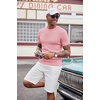 image:imageCOOFANDY Mens T Shirts Casual Short Sleeve Crewneck Shirts Solid Textured Knit Pullover TeesPale Coral