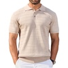 image:imageCOOFANDY Mens Knit Polo Shirt Short Sleeve Vintage Textured Casual Golf Shirts Summer Beach TopBeige