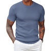 image:imageCOOFANDY Mens T Shirts Casual Short Sleeve Crewneck Shirts Solid Textured Knit Pullover TeesGrey Blue