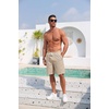 image:imageCOOFANDY Mens Casual Cotton Linen Shorts Elastic Waist Drawstring Shorts Summer Beach VacationBeige