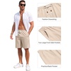 image:imageCOOFANDY Mens Casual Cotton Linen Shorts Elastic Waist Drawstring Shorts Summer Beach VacationBeige