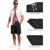 image:imageCOOFANDY Mens Casual Cotton Linen Shorts Elastic Waist Drawstring Shorts Summer Beach VacationBlack